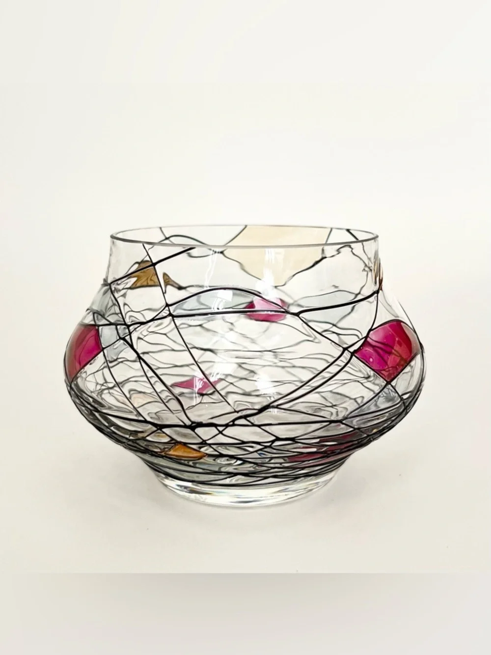 PartyLite Glass Tealight Candle Holder Tiffany Mondrian Inspired Delicate Art - Picture 4 of 7